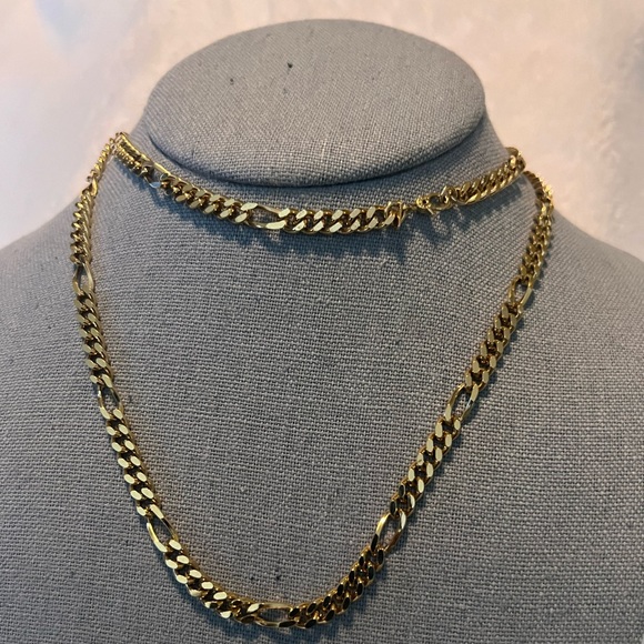 Heavy Vintage Unisex Monet Gold Filled Figaro Link Chain Necklace - Picture 6 of 7